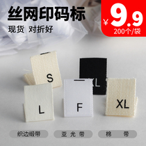 Clothing size label cotton tape satin number label silk screen printing size label label label matching code number label spot