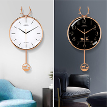 Wall clock living room home fashion Kangba clock hanging wall mute Nordic personality creative non-hole swing clock
