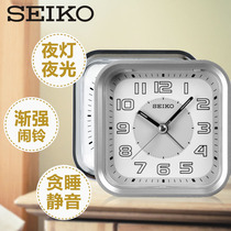 New Japanese SEIKO alarm clock night light snooze mute fashion simple quartz strong sound alarm