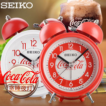 SEIKO Japan SEIKO Metal Bell Coca-Cola series bedroom childrens mute snooze night light alarm clock