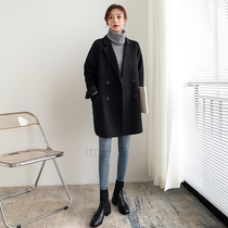 Black double-sided cashmere coat women 2021 new high-end woolen woolen coat small man short fashion temperament