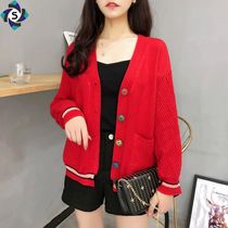 Short knitwear spring and autumn candy color small coat slim slim wool cardigan single-breasted foreign air aged shirt