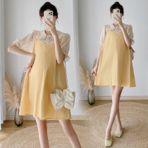 Pregnant Woman Lian Dress Superior New Summer Dress Stylish Temperament Little Fresh Harness Skirt Two Sets Of Summer Dress Gestation Woman