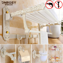 Perforated wool towel rack ivory white European-style bathroom toilet shelve with folded bath towel rack pendant suit