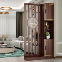Living room new Chinese screen partition decorative wall shield solid wood shelf hollow modern light luxury entrance cabinet