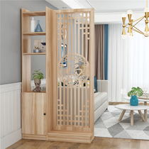 Entry screen living room new Chinese style solid wood shield partition cabinet decoration shelf entrance hall simple modern
