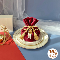 Net red wedding velvet bag with hand gift wedding candy bag Chinese style wedding candy bag