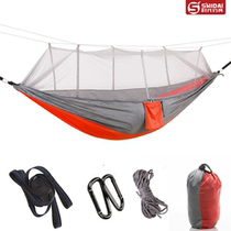  New anti-mosquito hammock outdoor with mosquito net anti-rollover adult mesh parachute cloth camping swing with tree belt