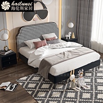 Houndstooth Italian light luxury modern minimalist minimalist Princess small Apartment 1 8 meters children wood bed double bed