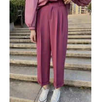 Spring Loose High Waist Display Slim Pendant Feel Curl West Dress Pants Woman Design Sensation Small Crowd Casual Straight Cylinder 90% Pants
