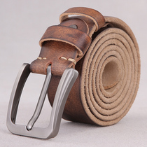 Head-layer pure cow leather belt male youth handmade belt male leather needle buckle minimalist about retro pants with Korean version young man