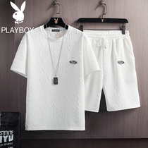 Playboy summer short-sleeved T-shirt mens loose half-sleeve mens clothes with a handsome casual suit