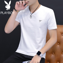 Playboy short-sleeved T-shirt Mens summer loose all-round base shirt spring and summer trend ins tide brand V-neck T-shirt