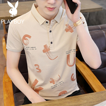 Playboy 2021 Summer Paul lapel short sleeve T-shirt Casual mens T-shirt POLO shirt Half sleeve top dress