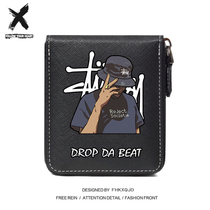 Hip Hop Personality Creative Tide Card Youth Teen Student Wallet Boys Short Section With Zipper Middle School Students High School Students