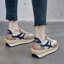 Thick-soled Forrest Gump shoes 2021 spring new Korean version of leisure sports Dad shoes shoes leather white shoes women