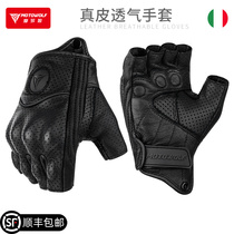 Modowolf Motorcycle Riding Half Finger Gloves Summer Men And Women Genuine Leather Comfort Breathable Anti-Fall Locomotive Rider Equipment