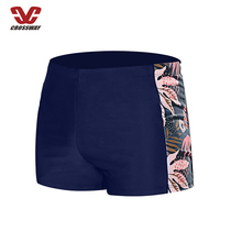 Closway mens anti-embarrassing size flat corner hot spring swimming trunks five-point quick-dry professional training swimsuit