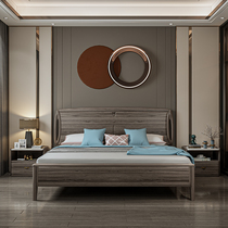 Solid wood bed New Chinese main bedroom with double bed 1 8 m Wedding bed Small family type High case storage bed Economy Type of white wax wood