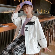 Girls coat spring and autumn big children fashionable 2021 New thin windbreaker short 12 year old girl autumn coat 13