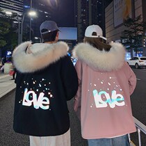 Couples winter cotton clothes women design sense niche 2021 New Tide ins lamb wool cotton padded jacket thickened coat