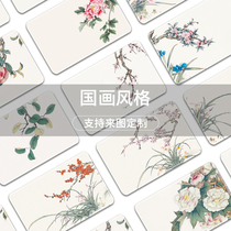 Traditional Chinese painting wind mouse pad meticulous painting thickened student dormitory round desk pad small office keyboard pad simple small fresh stain-resistant silicone notebook wrist guard creative customizable