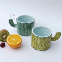 ins wind ceramic water cup coffee cup Nordic simple literature and art cute hand-painted cactus healing system