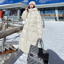 Anti-season clearance down jacket womens long 2021 new Korean loose thickened white duck down winter hooded tide