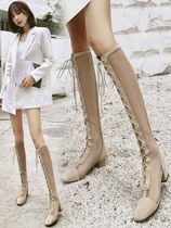 2021 Summer New Genuine Leather Hollowed-out Long Boots Mesh Yarn Cool Boots Sandals Slim long drum Boots Breathable Mesh Boots