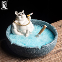Tao Obsessed Creative Animal Ashtrays Home Ceramics Large Capacity Anti Fly Ash Vehicle Office Smoke Cylinder Home Swing