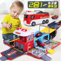 Childrens fire toy car large alloy car model rescue deformation car truck two or three-year-old gift boy