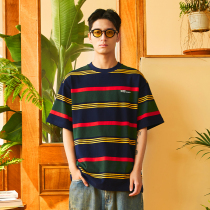 NGOARMY RETRO IVY SHORT SLEEVE TEE STRIPED COUPLE T-SHIRT COTTON SUMMER LOOSE HALF SLEEVE CITYBOY LITTLE CROWDSOURCED