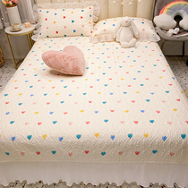 ins Wind cotton not easy to wrinkle sheet single piece 100 cotton non-slip children female thick white pillowcase 2 three sets