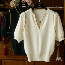 Upper Body Temperament Savour Taste Delicate Gold Silk Thread Walking Side Scissors Collar Short Sleeve Needles O05082