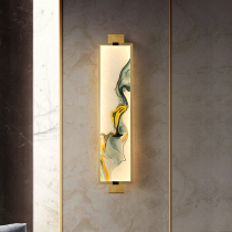 World crown enamel color new Chinese wall lamp painting All copper Chinese style living room background wall lamp Aisle bedroom bedside lamp