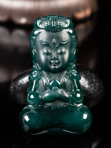 Emerald natural A goods finished jade ice glutinous jade pendant blue water frosted baby Buddha old seed gift with certificate
