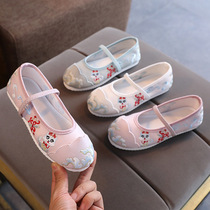 2021 new girls embroidered shoes Chinese style cloth shoes baby costume performance old Beijing cloth shoes children Hanfu shoes