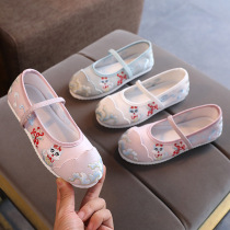 2021 new girls embroidered shoes Chinese style cloth shoes baby costume performance old Beijing cloth shoes children Hanfu shoes