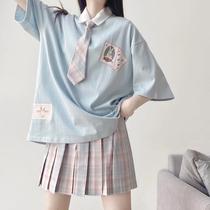 jk uniform summer genuine suit Female Japanese cute soft girl skirt Girl girl top Cabbage full uniform skirt