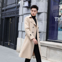 Autumn mens Korean version of the long knee trench coat youth English style loose long mens coat casual coat