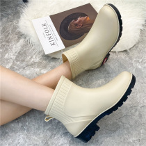 Rain shoes women summer fashion models wear rain boots non-slip water boots in the tube rubber shoes adult overshoes short barrel waterproof shoes