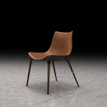 Nordic Designer Genuine Leather Diana Light Lavish Chair Home Coffee Comfort Backrest Solid Wood Casual Glass Dining Chair