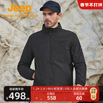 Jeep Jeep Fall Winter Outdoor Windproof Jacket Men Plus Velvet Double-sided Jacket Lightweight Waterproof Polar Fleece Jacket