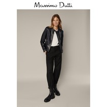 Massimo Dutti Womens Black Nappa Soft Leather Womens Leather Jacket 04717617800