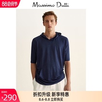 New Special Offer Massimo Dutti Mens Linen short-sleeved Sweatshirt Mens Casual Sweater 00709284401