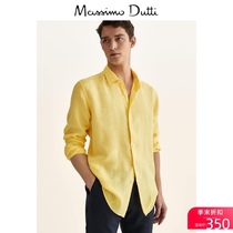 New Special Offer Massimo Dutti Mens Slim-fit Pure Dyed Linen Commuter Mens Shirt 00141360310
