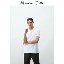 Massimo Dutti Men's Shopping Mall Same Spliced Collar Textured Cotton Men's Casual POLO Shirt 00740700251