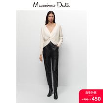 When season ex-gratia Massimo Dutti womens clothing 2022 spring new pint wool blend lady casual stitch sweatshirt 05619521712