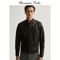 Massimo Dutti Mens Black Napa Soft Leather Classic Mens Coat 03332999800