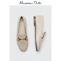 Massimo Dutti Womens Shoes Beige Base Metal Buckle Design Genuine Leather Casual Flat Bottom Lefu Shoes 11578850719